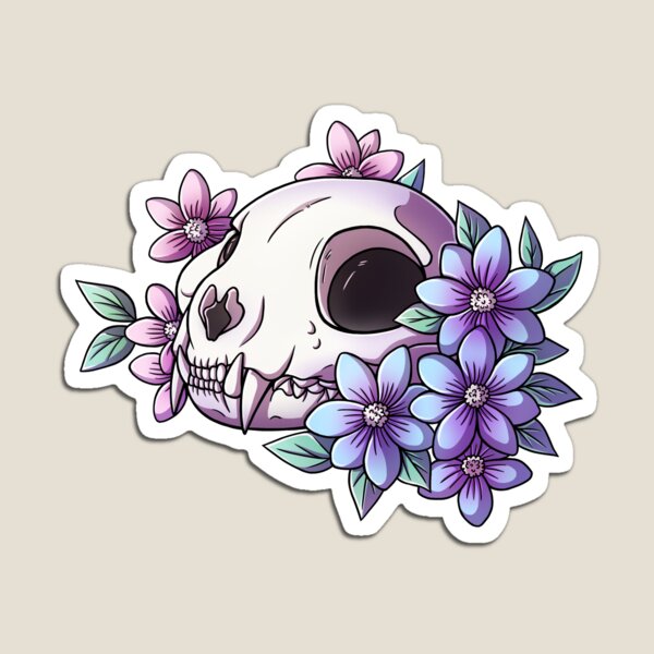 Item preview, Skull and clematis sticker designed and sold by Aeghite.