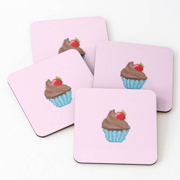 Item preview, Retro Pixel Chocolate Strawberry Frosted Cupcakes designed and sold by 8BitTrip.