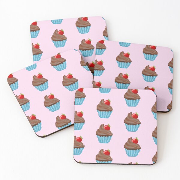 Item preview, Retro Pixel Chocolate Strawberry Frosted Cupcakes designed and sold by 8BitTrip.