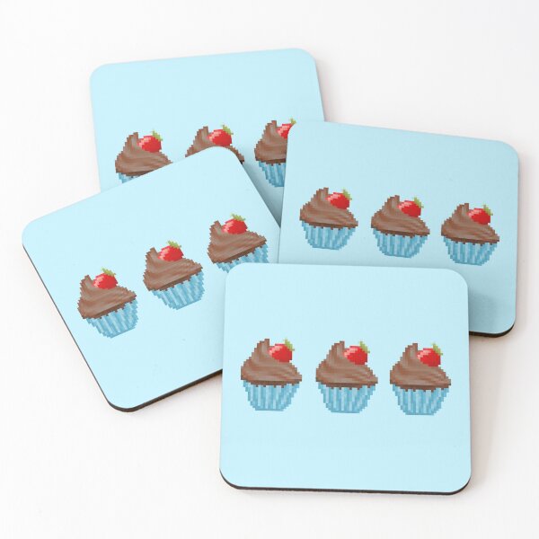 Item preview, Retro Pixel Chocolate Strawberry Frosted Cupcakes designed and sold by 8BitTrip.