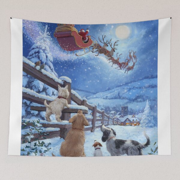 Item preview, Dogs watching Santa fly overhead designed and sold by Daniel Rodgers.