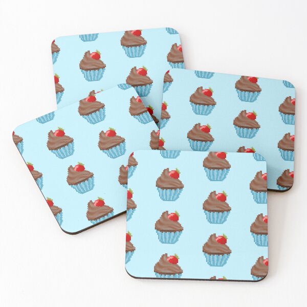 Item preview, Retro Pixel Chocolate Strawberry Frosted Cupcakes designed and sold by 8BitTrip.