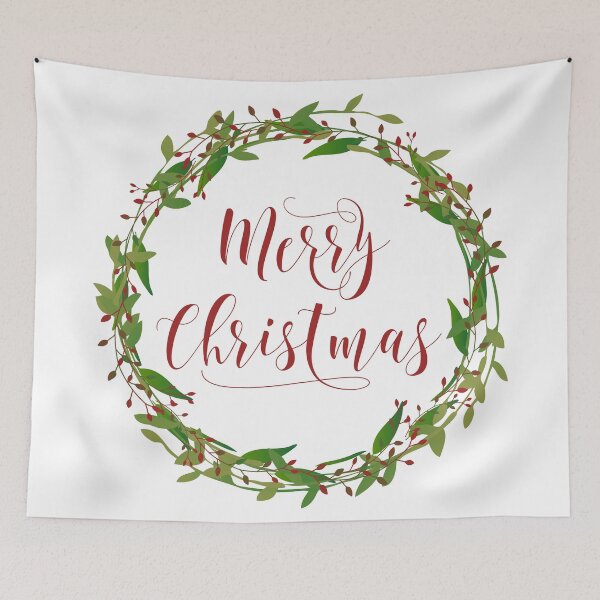Item preview, Merry Christmas Wreath - Handwritten Script in Red Green designed and sold by Elsy's Art.
