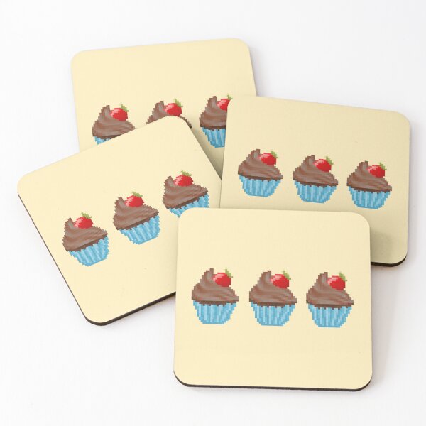 Item preview, Retro Pixel Chocolate Strawberry Frosted Cupcakes designed and sold by 8BitTrip.