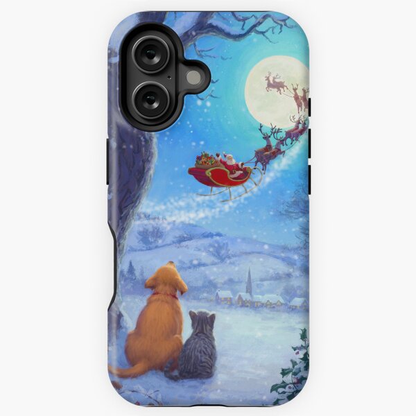 Item preview, Cats and dogs watching Santa fly overhead designed and sold by Daniel Rodgers.
