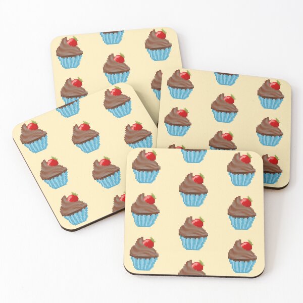 Item preview, Retro Pixel Chocolate Strawberry Frosted Cupcakes designed and sold by 8BitTrip.