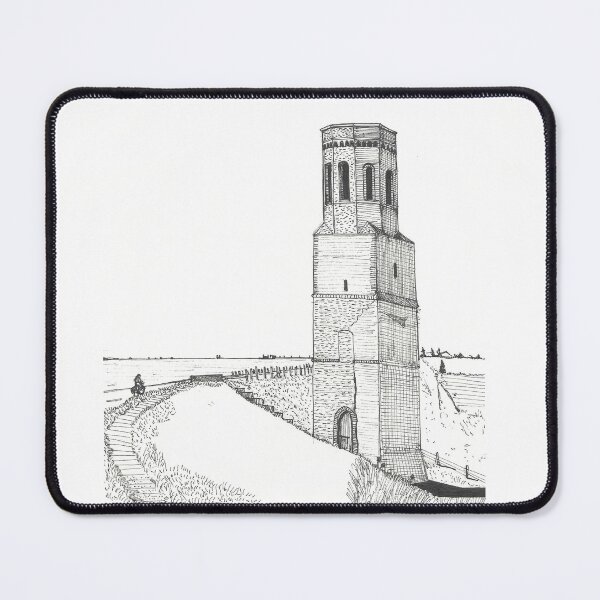 Item preview, Plompe Tower Lighthouse Netherlands Plompe Toren Pen and Ink Illustration designed and sold by Wall-Art-Sketch.
