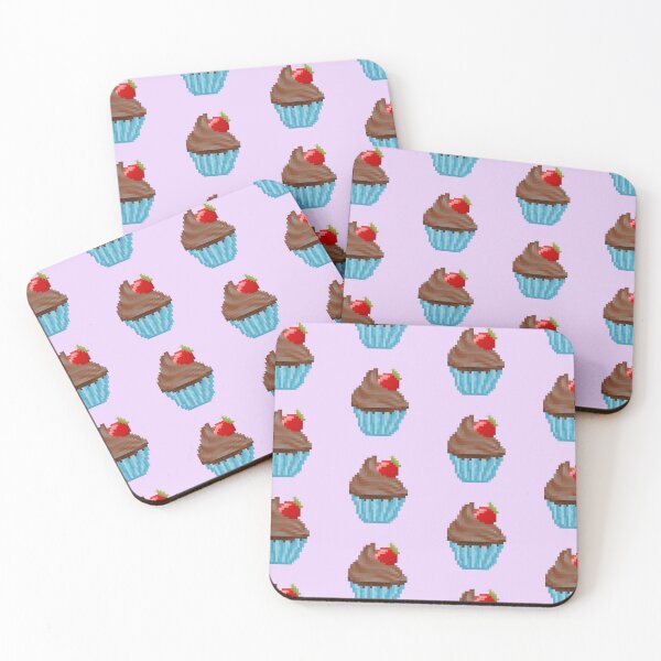 Item preview, Retro Pixel Chocolate Strawberry Frosted Cupcakes designed and sold by 8BitTrip.
