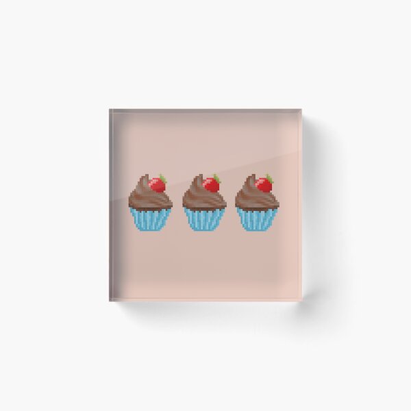 Item preview, Retro Pixel Chocolate Strawberry Frosted Cupcakes designed and sold by 8BitTrip.