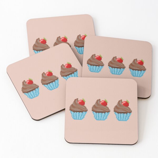 Item preview, Retro Pixel Chocolate Strawberry Frosted Cupcakes designed and sold by 8BitTrip.