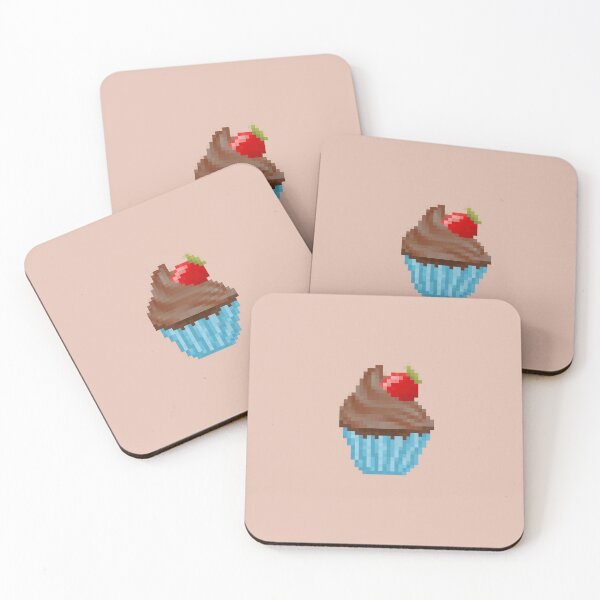 Item preview, Retro Pixel Chocolate Strawberry Frosted Cupcakes designed and sold by 8BitTrip.