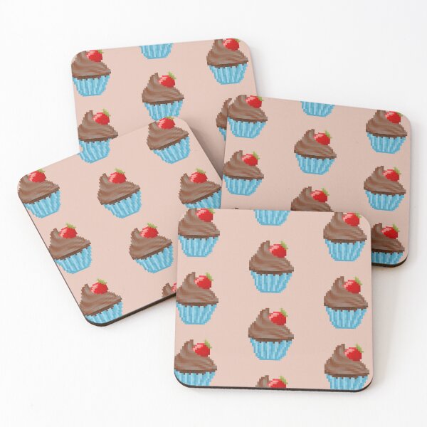 Item preview, Retro Pixel Chocolate Strawberry Frosted Cupcakes designed and sold by 8BitTrip.