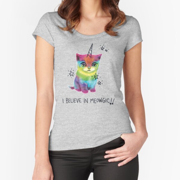 Kittycorn: I believe in Meowgic!! Fitted Scoop T-Shirt