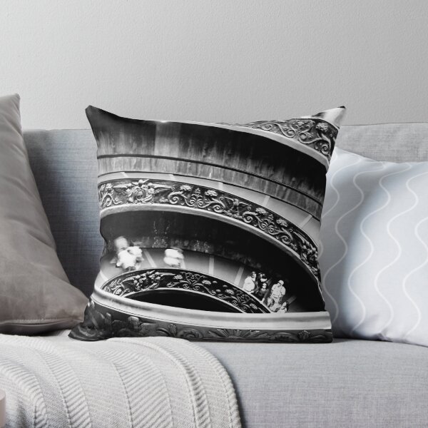 Photograph Roman Black and White Spiral Staircase In Vatican Museum Italy Throw Pillow
