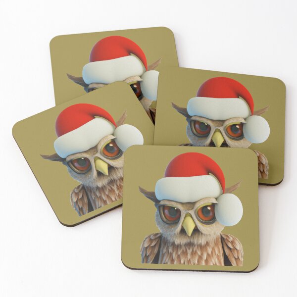 Item preview, Funny Christmas Owl Wearing Santa Hat designed and sold by taiche.
