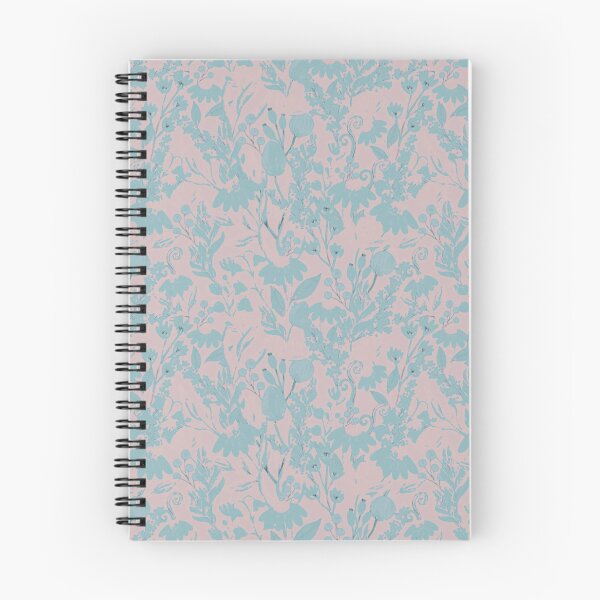 Item preview, pale teal floral pattern on dusty pale rose colour designed and sold by fowons.