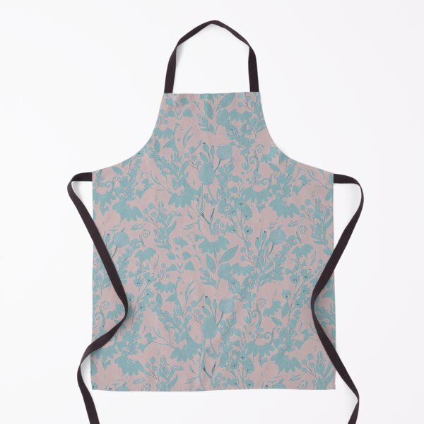 Item preview, pale teal floral pattern on dusty pale rose colour designed and sold by fowons.