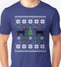 Black Labrador Happy Christmas Sweater Pattern Unisex T-Shirt