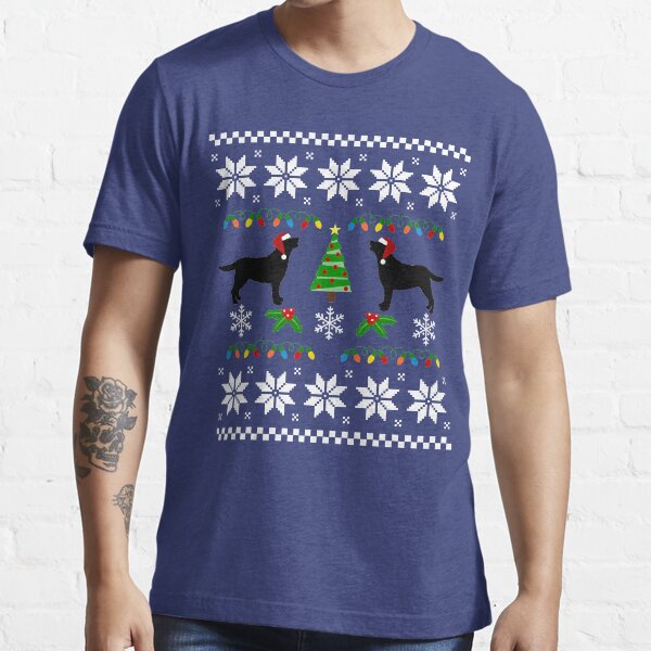 "Black Labrador Happy Christmas Sweater Pattern " Tshirt for Sale by