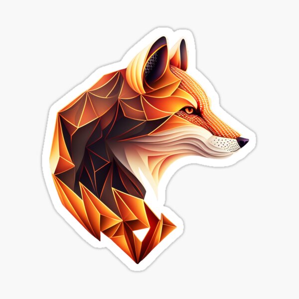 Fox geometric logo illustration. Sticker