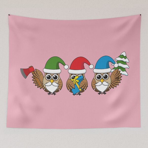 Item preview, Three Funny Christmas Gnome Owls designed and sold by BirdAtWork.