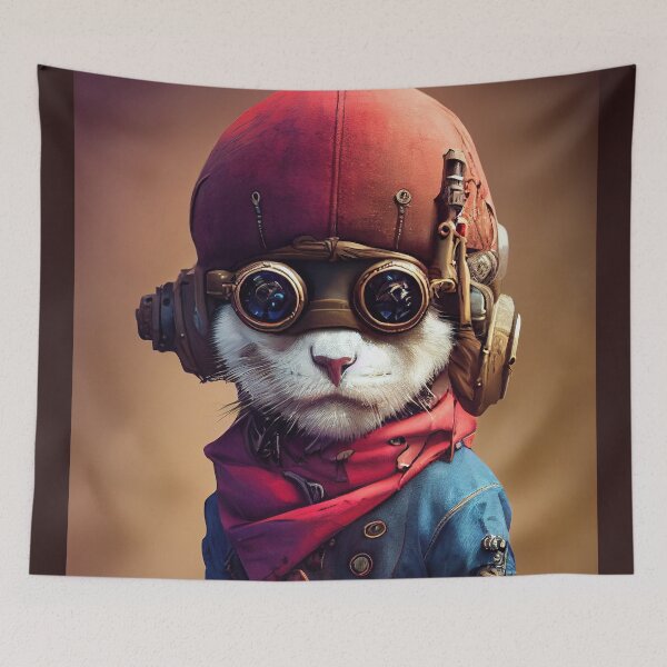 Item preview, Anthropomorphic Tiny Cute Cyberpunk Pirate Persian designed and sold by MimozaStudio.