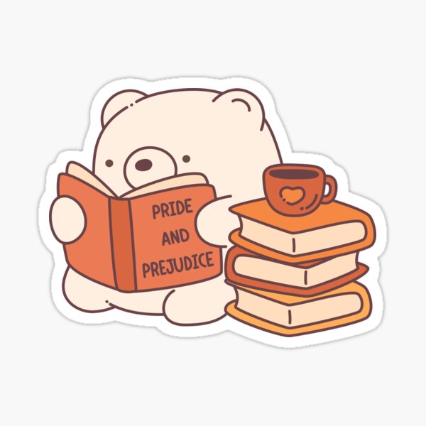 Cute Jane Austen Bear - Pride and Prejudice - Kawaii Sticker
