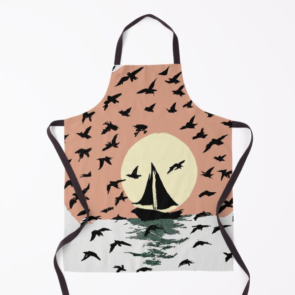 Item preview, A Hand Drawn Sailboat Circled By Birds On The Sea At Sunrise designed and sold by Benn-IA.