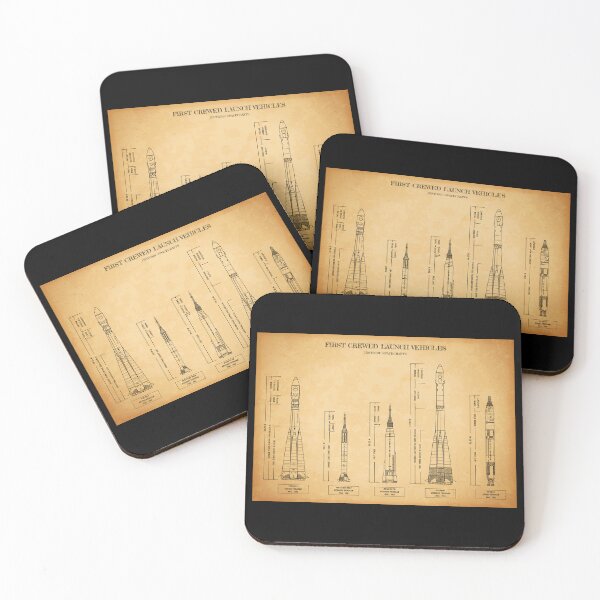 Item preview, First Crewed Launch Vehicles. Historic Spacecrafts (Aged Parchment) designed and sold by BGALAXY.