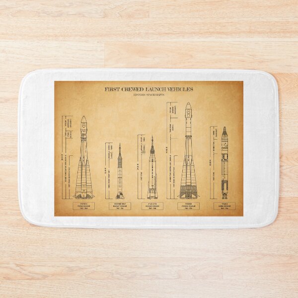 Item preview, First Crewed Launch Vehicles. Historic Spacecrafts (Aged Parchment) designed and sold by BGALAXY.