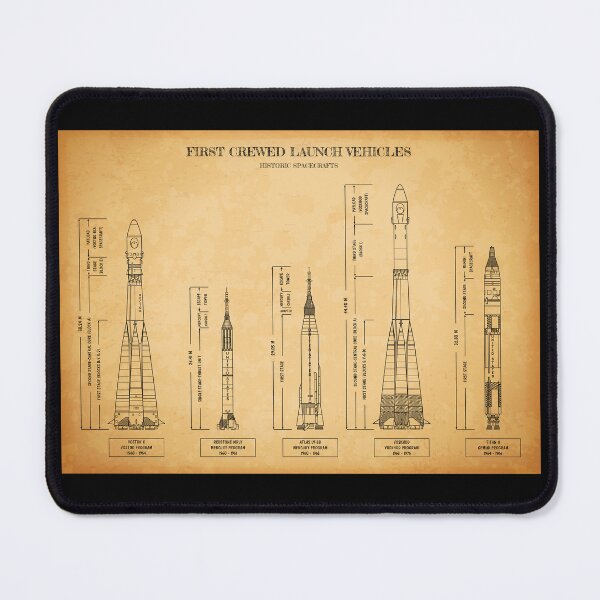 Item preview, First Crewed Launch Vehicles. Historic Spacecrafts (Aged Parchment) designed and sold by BGALAXY.