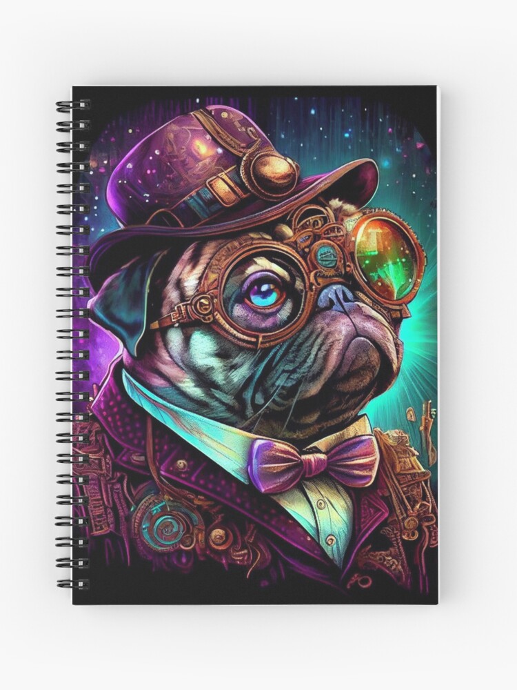 Glasses Pug Spiral Notebooks for Sale