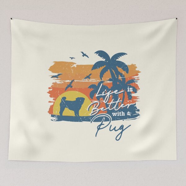 Item preview, Life is Better With Pug Beach Sunset Retro Vintage designed and sold by rafaeltto.
