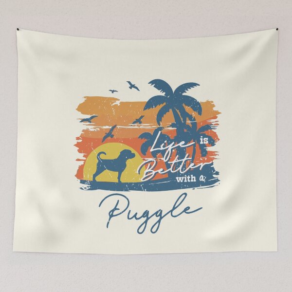 Item preview, Life is Better With Puggle Beach Sunset Retro Vintage designed and sold by rafaeltto.