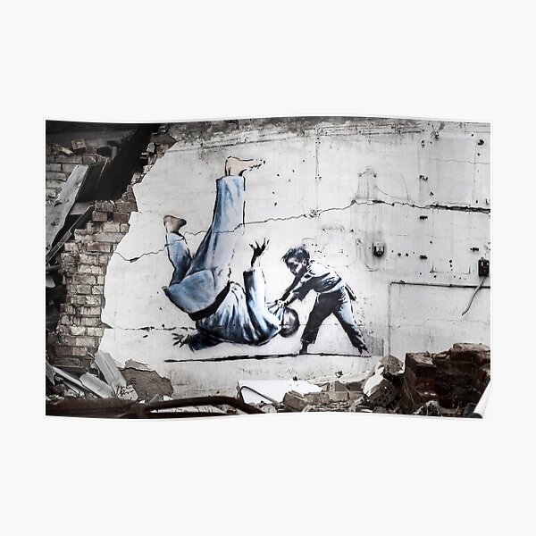 Banksy Ukraine Judo - Putin Parody - David vs. Goliath Poster