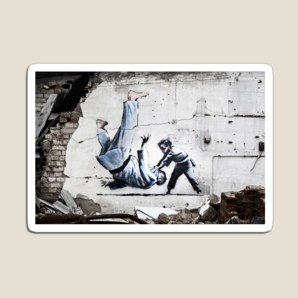 Aperçu de l'œuvre Banksy Ukraine Judo - Parodie Poutine - David contre Goliath créée et vendue par WE-ARE-BANKSY.