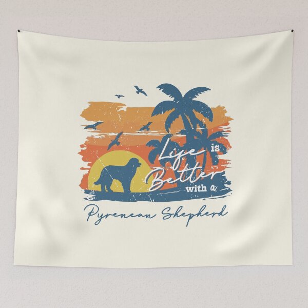 Item preview, Life is Better With Pyrenean Shepherd Beach Sunset Retro Vintage designed and sold by rafaeltto.
