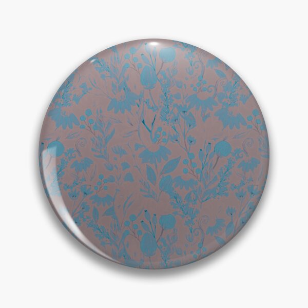 Item preview, dusty blue floral pattern on dusty brown gray background designed and sold by fowons.