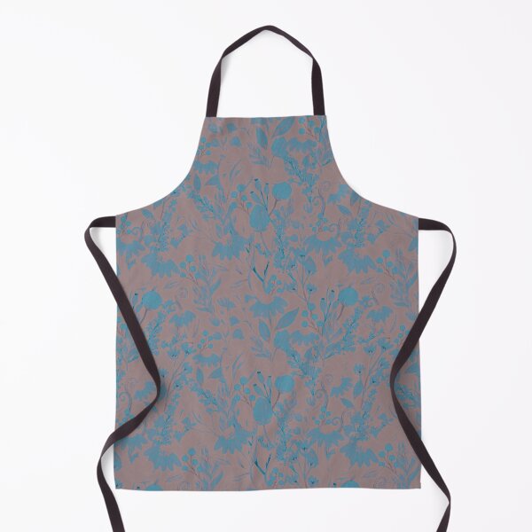 Item preview, dusty blue floral pattern on dusty brown gray background designed and sold by fowons.