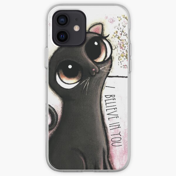 Black cat big eyes, I believe in you iPhone Soft Case