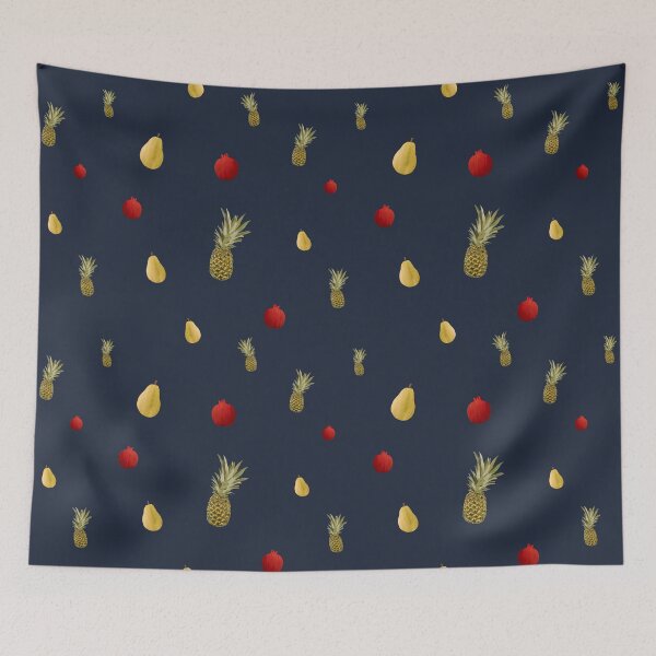 Item preview, Pomegranate red fruit a cute pattern watercolor blue designed and sold by Yana Mustafina | Boho Soulful Designs.