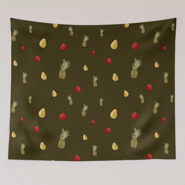 Item preview, Pomegranate red fruit a cute pattern watercolor green designed and sold by Yana Mustafina | Boho Soulful Designs.