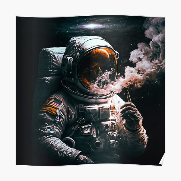 Astronaut Smoking Space Art Poster For Sale By Yzo Design Redbubble