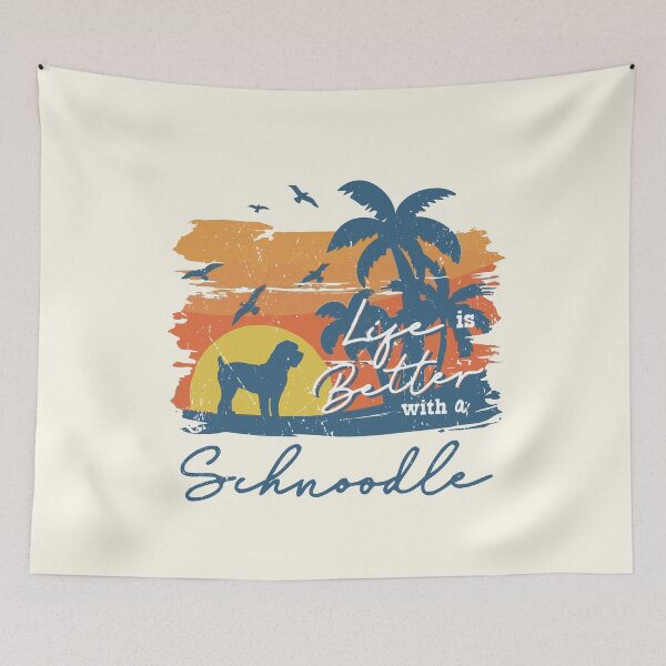 Item preview, Life is Better With Schnoodle Beach Sunset Retro Vintage designed and sold by rafaeltto.