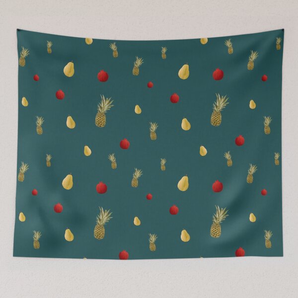 Item preview, Pomegranate red fruit a cute pattern watercolor turquoise designed and sold by Yana Mustafina | Boho Soulful Designs.