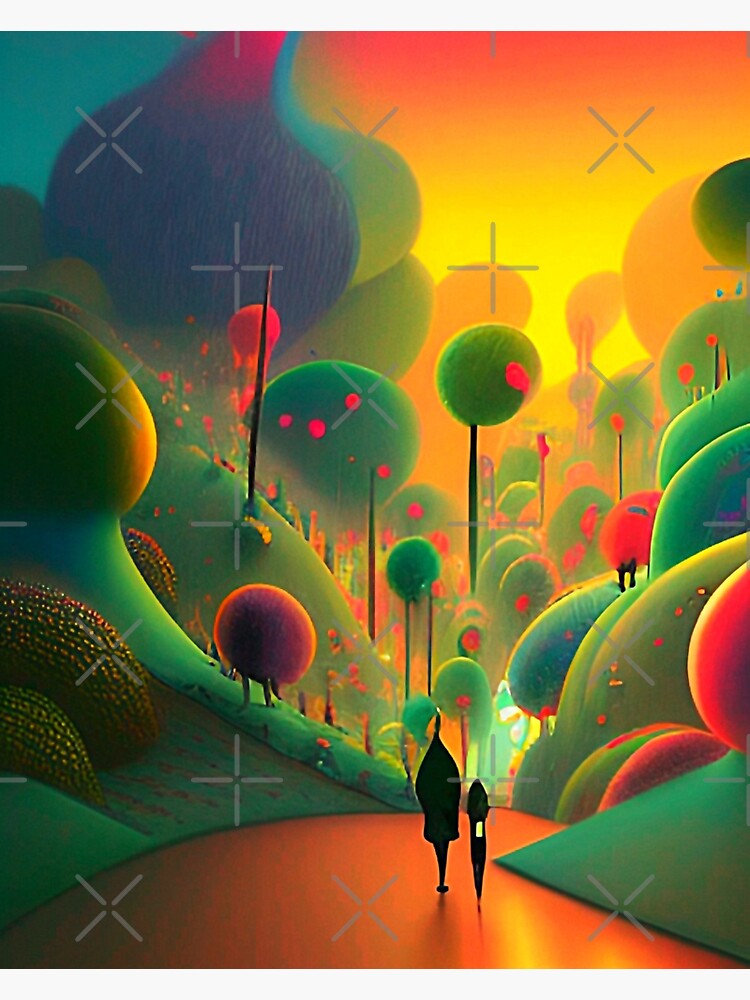 "Abstract 3D art. Colorful magical landscape" Sticker for Sale by Neo