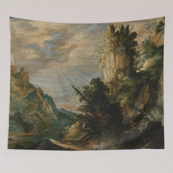 Item preview, A Mountainous Landscape With a Waterfall designed and sold by tomorrowsart.