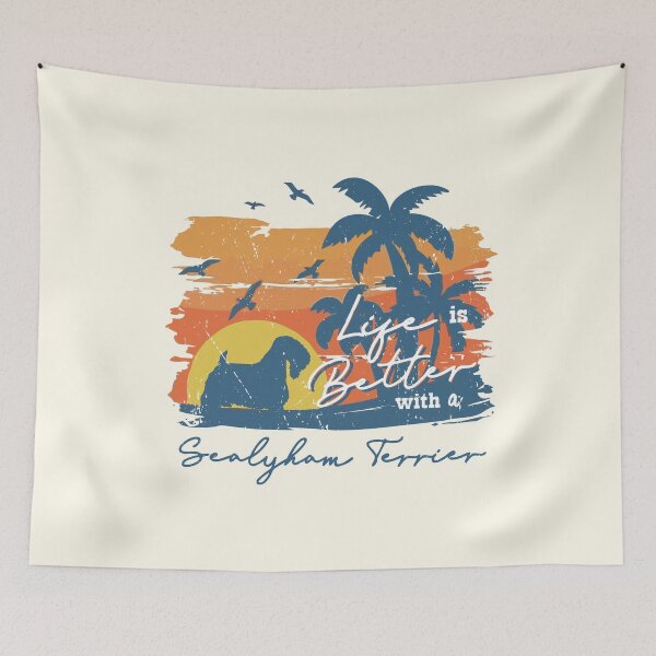 Item preview, Life is Better With Sealyham Terrier Beach Sunset Retro Vintage designed and sold by rafaeltto.