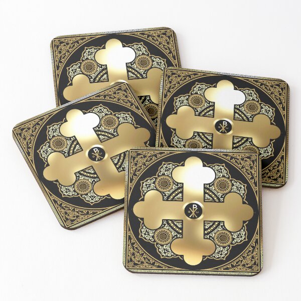 Item preview, Gold Greek Orthodox Cross Ornate Floral designed and sold by Yiorgos Designs.