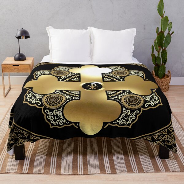 Item preview, Gold Greek Orthodox Cross Ornate Floral designed and sold by Yiorgos Designs.